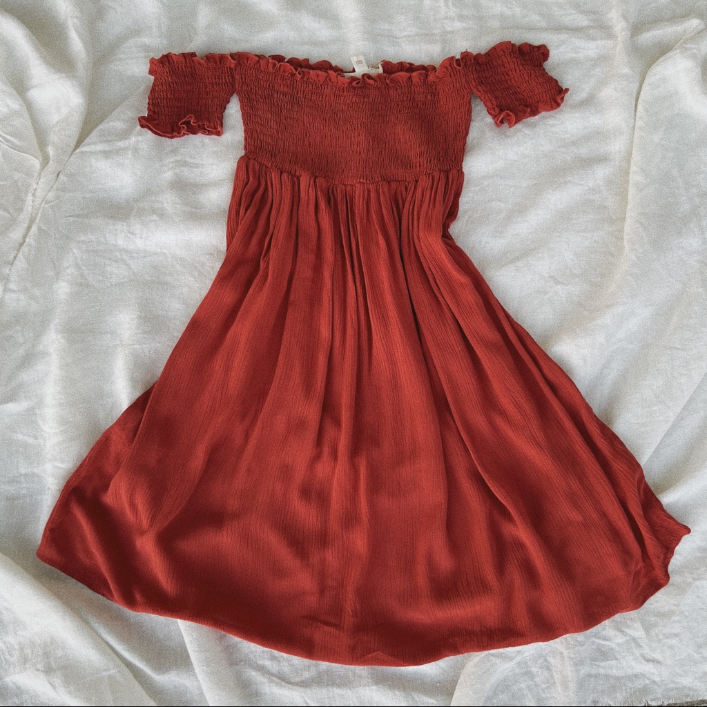 Terracotta Off The Shoulder Dress